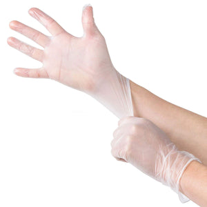 Smooth Touch 200 Disposable Vinyl Gloves, Non-Sterile, Powder-Free, Food Service Grade, Medium Size [2x100 Pack]