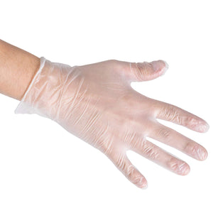 Smooth Touch Powdered Disposable Vinyl Gloves, Non-Sterile, Easy Slip On/Off, Food Service Grade, Large Size [2x100 Pack]