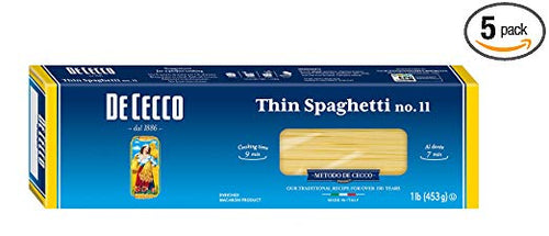 De Cecco Semolina Pasta, Thin Spaghetti No.11 - 1 lb - 5 Pk