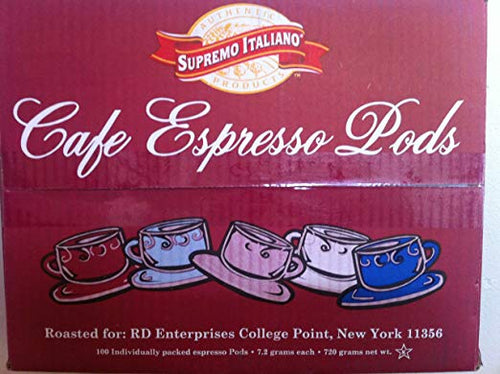 Cafe Espresso Pods (100 Individually Packed Espresso Pods)