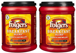 Fresh Taste of Folgers Coffee, Breakfast Blend, Smooth and Mellow Ground Coffee, Mild Flavor, 10.8 Oz Canister - (2 pk)