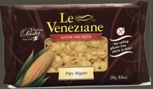 Le Veneziane - Italian Pipe Rigate Pasta [Gluten-Free], (4)- 8.8 oz. Pkgs