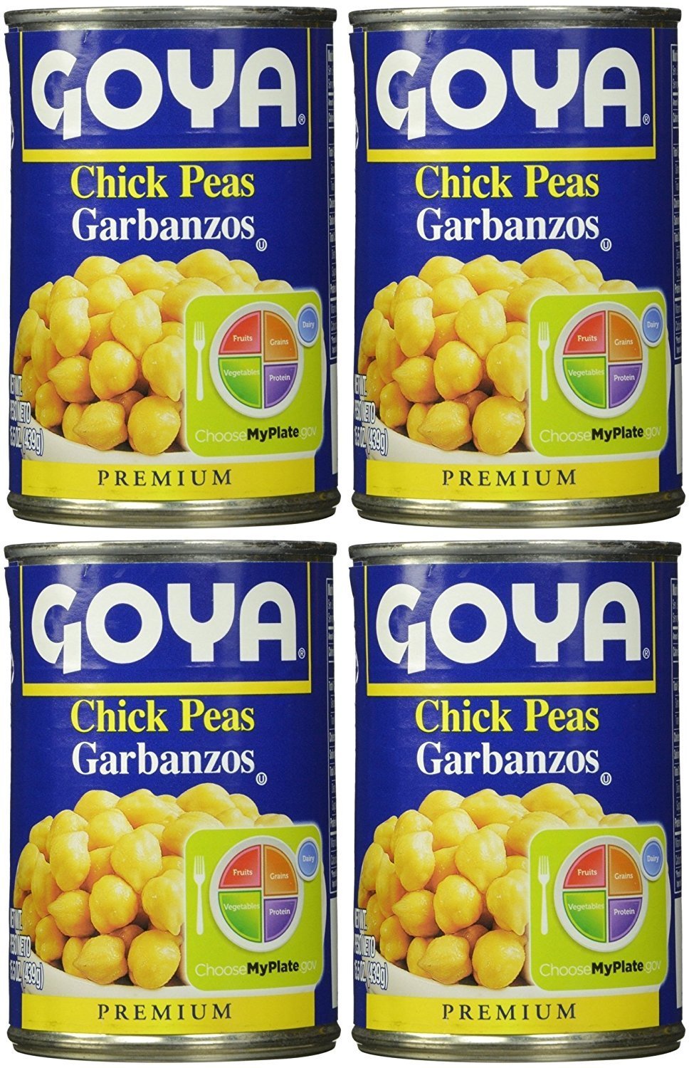 Goya Chick Peas 15.5 Oz | Garbanzos 439g (PACK OF 04)